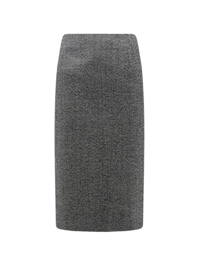 R2w Rear-slit Midi Pencil Skirt In Green