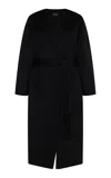 R2w Round Collar Cashmere Coat In Black
