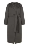 R2w Round Collar Cashmere Coat In Grey