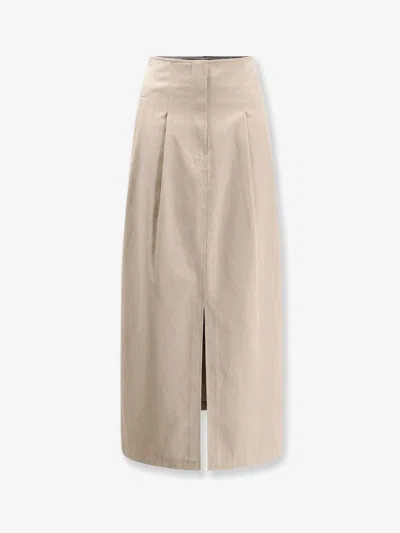 R2w Siona Cotton Long Skirt In Neutral