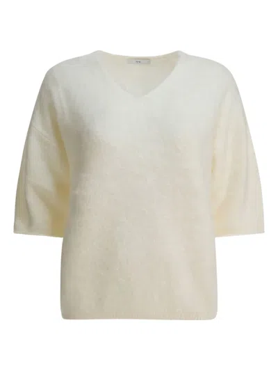 R2w V-neck Short-sleeve T-shirt In White