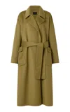 R2w Wide Collar Wool Coat In Olive