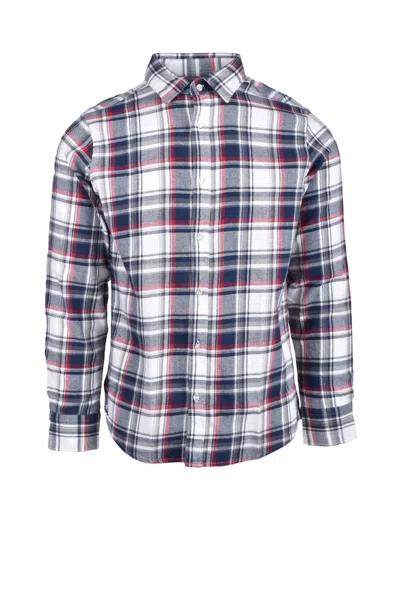 R3d Wöôd Blue Plaid Cotton Shirt In Multi