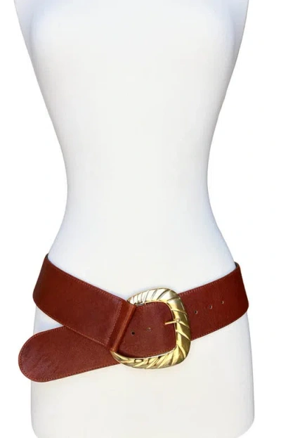 Raaina Belts Joy Buckle Leather Belt In Brown