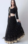 Raas Asha Sequins Embroidered Lehenga Choli In Black And Gold