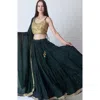 Raas Camila Mirror Embroidered Tiered Lehenga Choli In Green & Gold