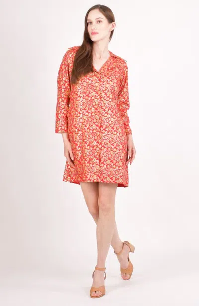 Raas Clara Silk Floral Jacquard Blazer Dress In Red