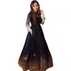 Raas Dazzle Ombre Long Sleeve Gown In Navy Blue