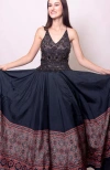 Raas Elise Hand Embroidered Gown In Black