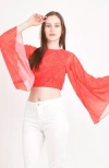 Raas Eva Red Bell Sleeves Crop Top