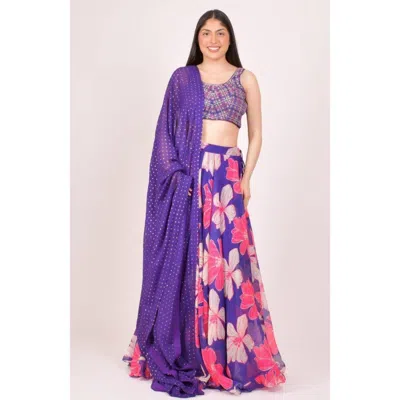 Raas Floral Organza Embroidered Lehenga Choli In Purple