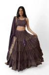 Raas Gaia Tiered Lehenga Choli Set In Brownish Purple