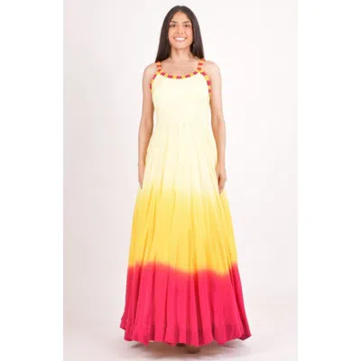 Raas Hand Tie-dye Ombre Silk Maxi Sundress In Yellow