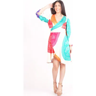 Raas Isla Bandhani Wrap Dress In White