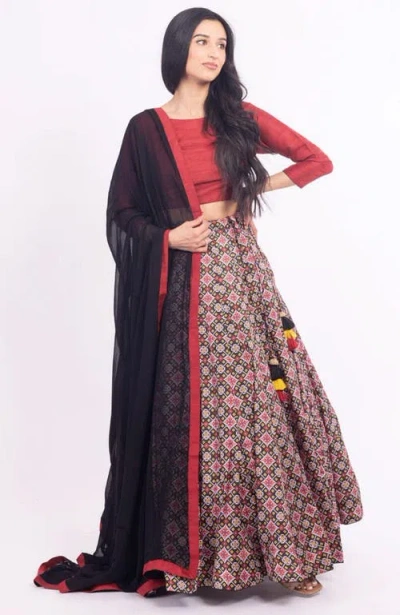 Raas Kya Silk Lehenga Choli Set In Red