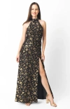 Raas Leontine Halter Brocade Gown In Black