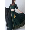 Raas Sayona Raw Silk Embroidered Lehenga Choli In Green