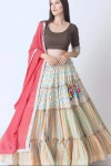 Raas Zelda Tiered Chaniya Choli Set In Beige