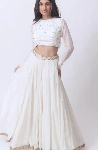 Raas Zuriah Shimmer Lehenga Choli Set In White
