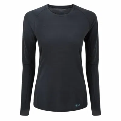 Rab Women's Forge Long Sleeve Merino Tee In Beluga In Black