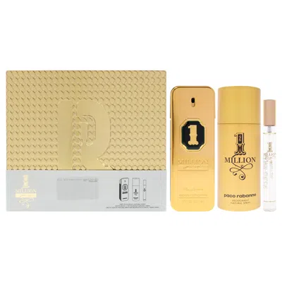 Rabanne 1 Million Golden Intense By Paco  For Men - 3 Pc Gift Set 3.4oz Parfum Spray, 0.34oz Edt Spra In Yellow