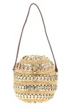 Rabanne 1969 Metal-disc Raffia Ball Handbag In Sand