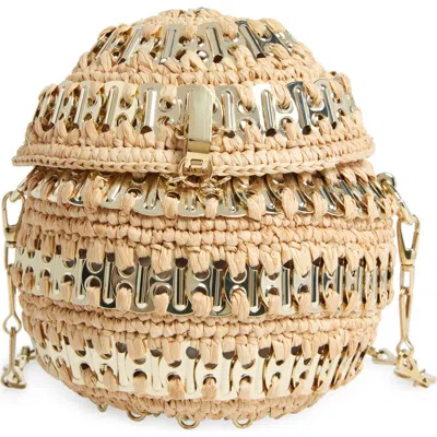 Rabanne 1969 Ball Raffia Shoulder Bag In Gold