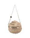 RABANNE 1969 BALL SHOULDER BAG IN RAFFIA AND METAL