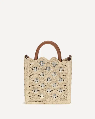 Rabanne 1969 Disc Raffia Top-handle Bag In Neutral