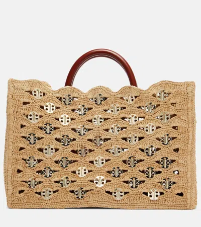 Rabanne 1969 Embellished Raffia Tote Bag