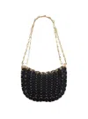 Rabanne 1969 Leather Disc Bag Black In Black