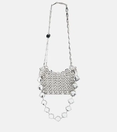 Rabanne 1969 Mini Crystal-embellished Shoulder Bag In Silver