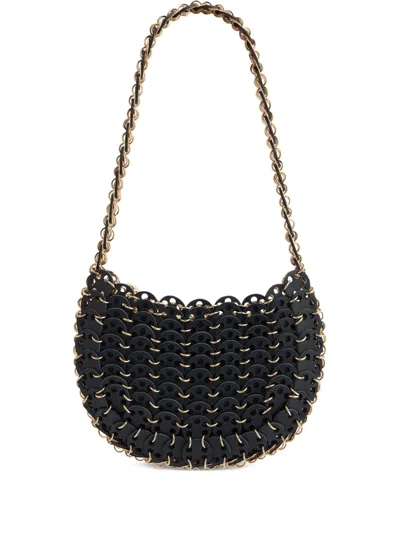 Rabanne 1969 Moon Flip Iconic Discs Shoulder Bag In Black