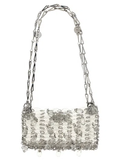 RABANNE 1969 NANO CRYSTAL RESIN SHOULDER BAGS SILVER