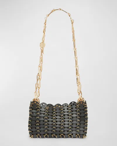 Rabanne 1969 Nano Disc-link Leather Shoulder Bag In Black/gold