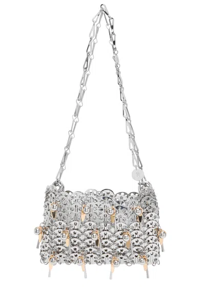 Rabanne 1969 Nano Embellished Shoulder Bag In Silver