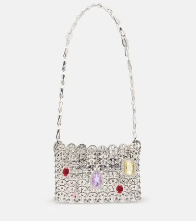 Rabanne 1969 Nano Embellished Shoulder Bag In Silver