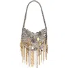Rabanne 1969 Nano Iconic Tassel Shoulder Bag In Silver/gold