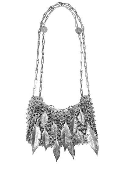Rabanne 1969 Nano Leaves Disc Shoulder Bag In Silver