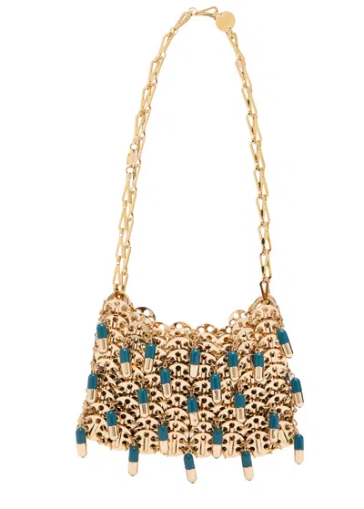 Rabanne 1969 Nano Pill Embellished Disc Shoulder Bag In Gold