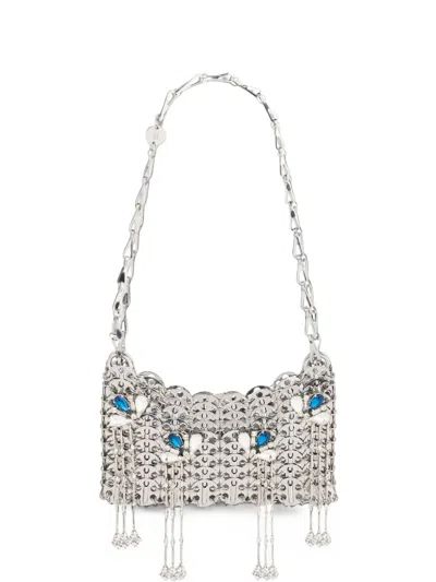 Rabanne 1969 Nano Silver Bag With Blue And Silver Signature Jewels In Gray
