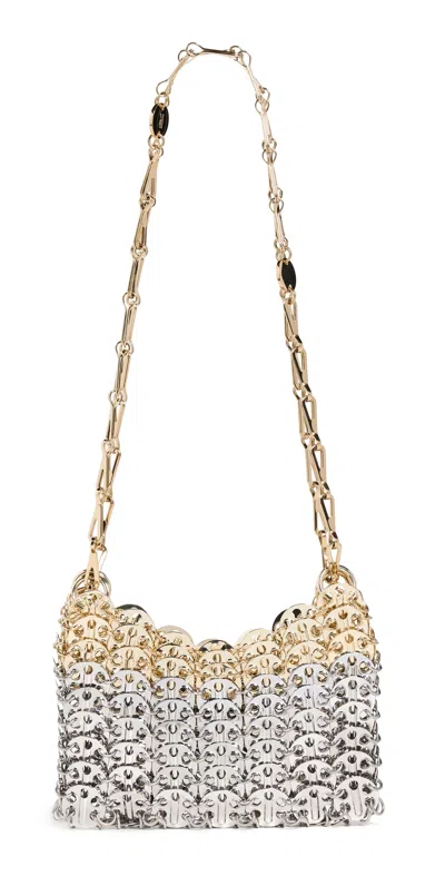 Rabanne 1969 Nano Skyline Two-tone Disc Shoulder Bag In Silver
