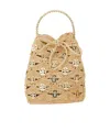 Rabanne Beige Shoulder Bag With Removable Shoulder Strap In Raphia Woman In Nude