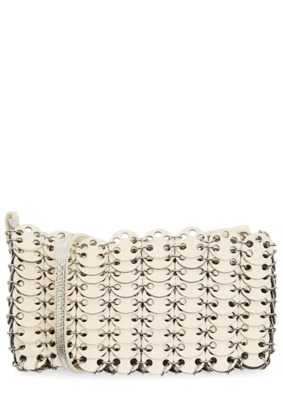 Rabanne 1969 Reversible Nano Flip Leather Shoulder Bag In White