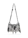 Rabanne 1969 Silver Nano Bag Metallic Leaves Shoulder Bag In Silver