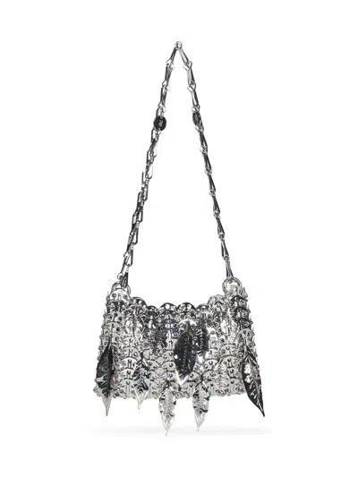 Rabanne 1969 Silver Nano Bag Metallic Leaves Shoulder Bag