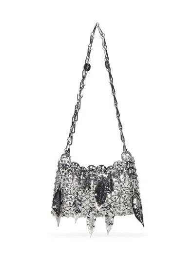 Rabanne 1969 Silver Nano Bag Metallic Leaves Shoulder Bag