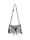 Rabanne 1969 Silver Nano Bag Metallic Leaves Shoulder Bag In Grey