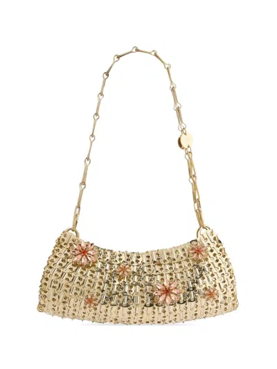 Rabanne 1969 Strass-flower Shoulder Bag In Gold