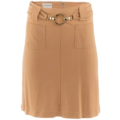 Pre-owned Rabanne 1980's Paco  Beige Stretch Belted Skirt In Brown